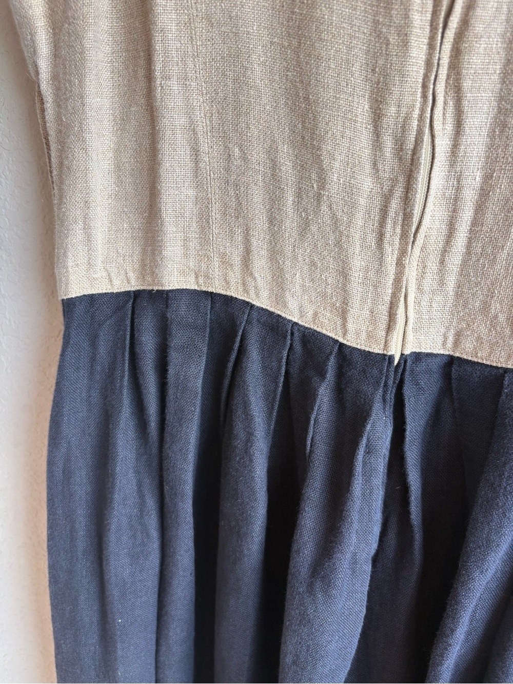 Berwin & Wolff Traditional Folklore Linen Blend Midi Dress Navy Beige EU 44 US12 - Picture 6 of 8